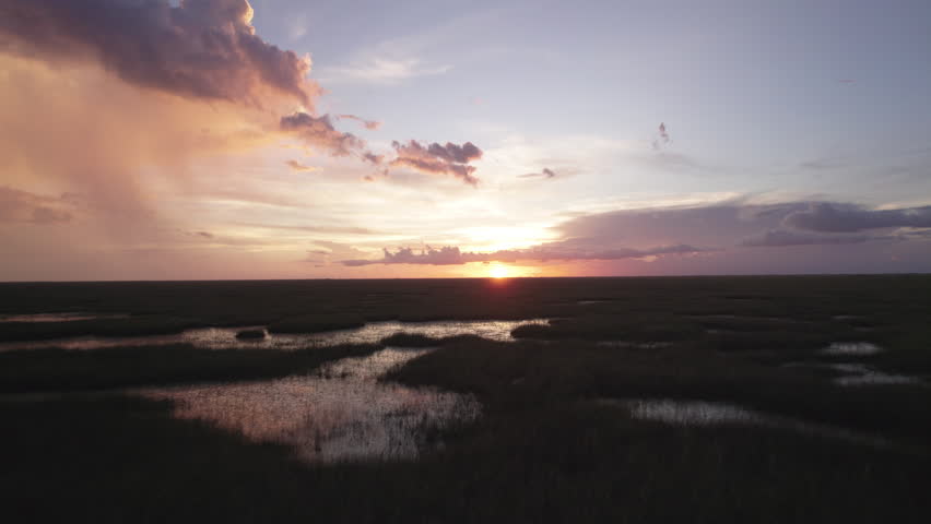 Everglades Sawgrass Wetland Slough Marsh Sunset Aerial Landscape 7