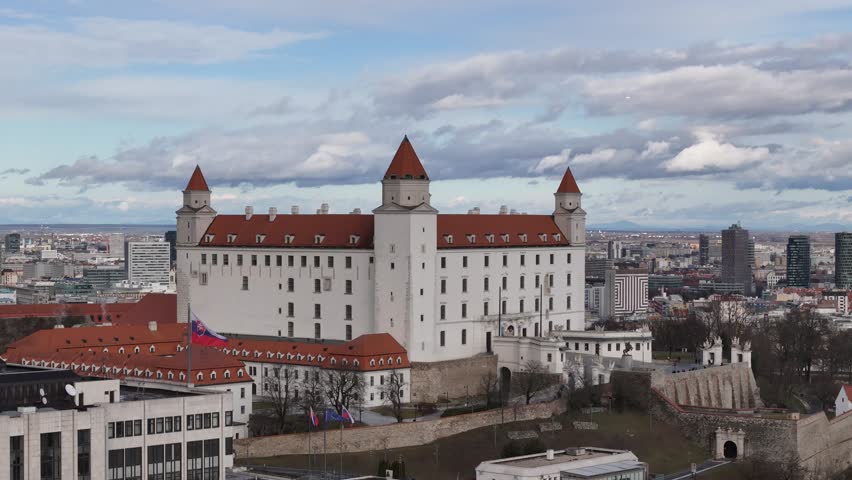 Aerial view of Bratislava Castle, Slovakia.