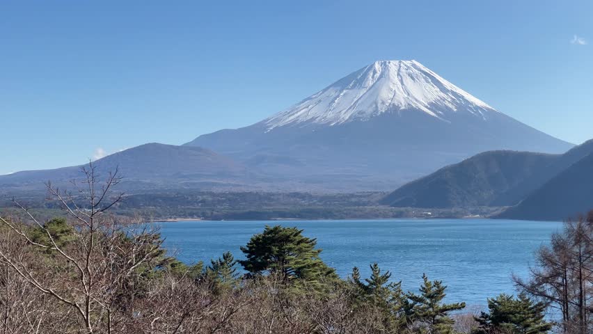 Mount Fuji as seen from Lake Motosu