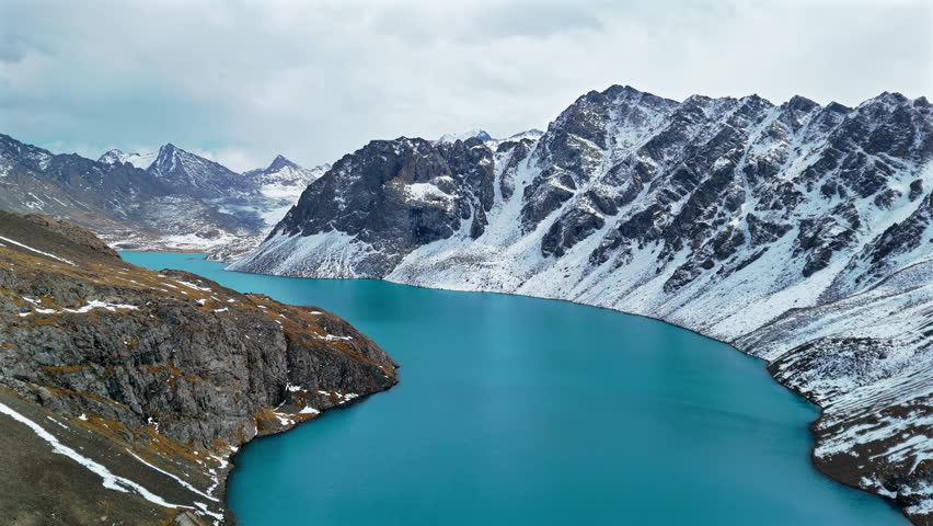 Turquoise Mountain Lake with Snowy Peaks