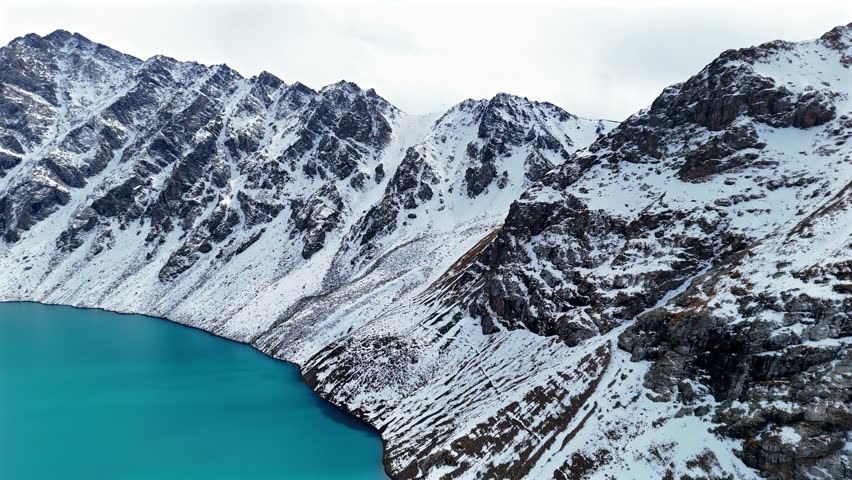 Winter Alpine Mountains and Glacial Lake Ala Kul