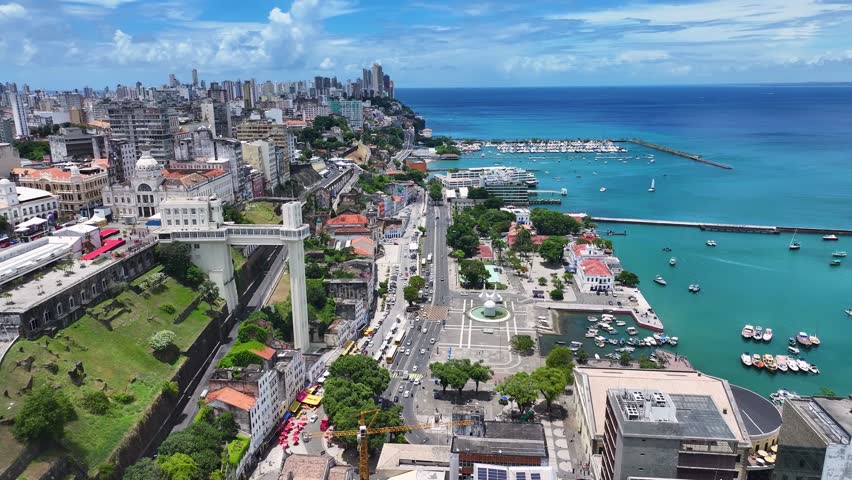 Salvador Skyline In Salvador Bahia Brazil. Bustling Downtown Cityscape With Modern Buildings. Deserted Landscape Peaceful Vibrant. Summertime Peaceful Coast. Salvador Bahia.