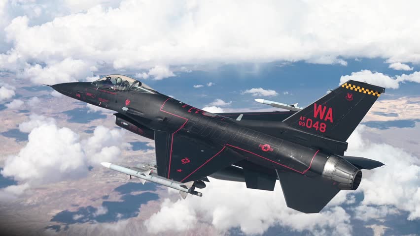 A U.S. Air Force F-16 Fighting Falcon, assigned to the 64th Aggressor Squadron