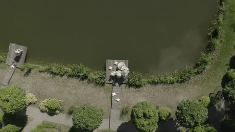 Drone Descending above Decorative Table Setup on