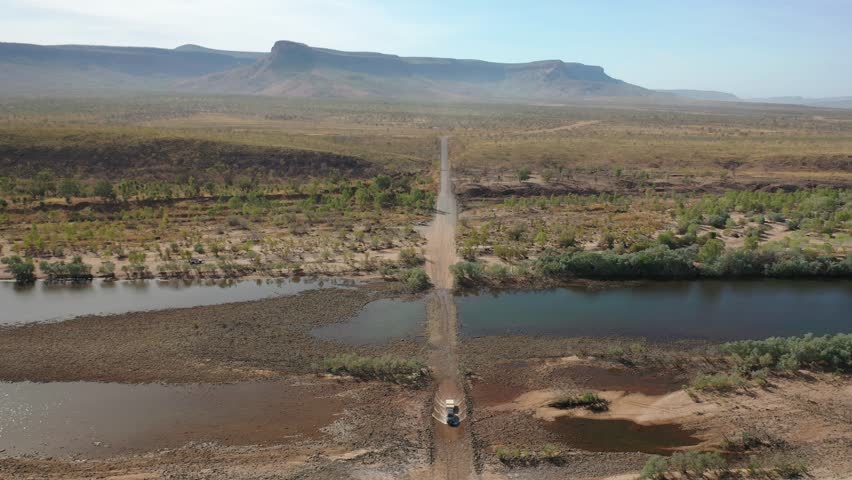 Pentecost River Crossing, Gibb River Road, Durack, Western Australia Aerial Drone 4K
