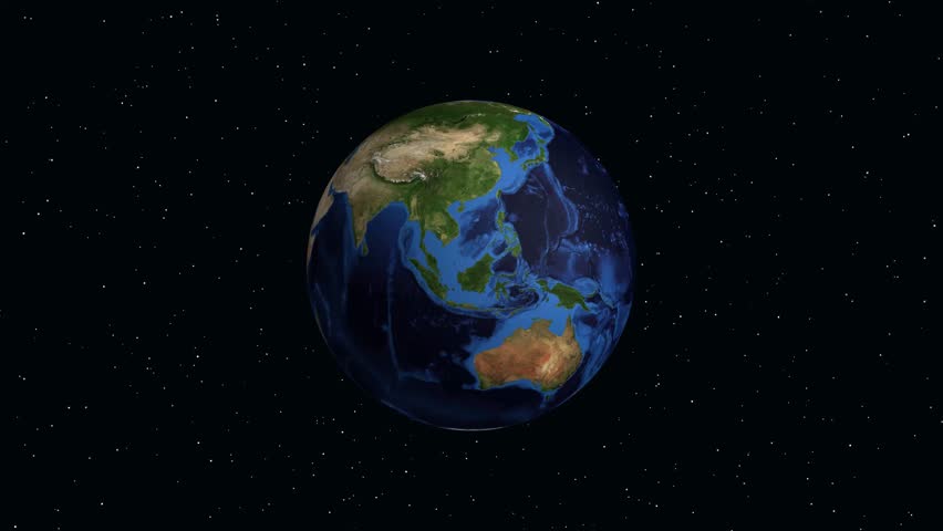 Digital animation zooms from deep space into Australia pinpointing Brisbane with precise geographic coordinates