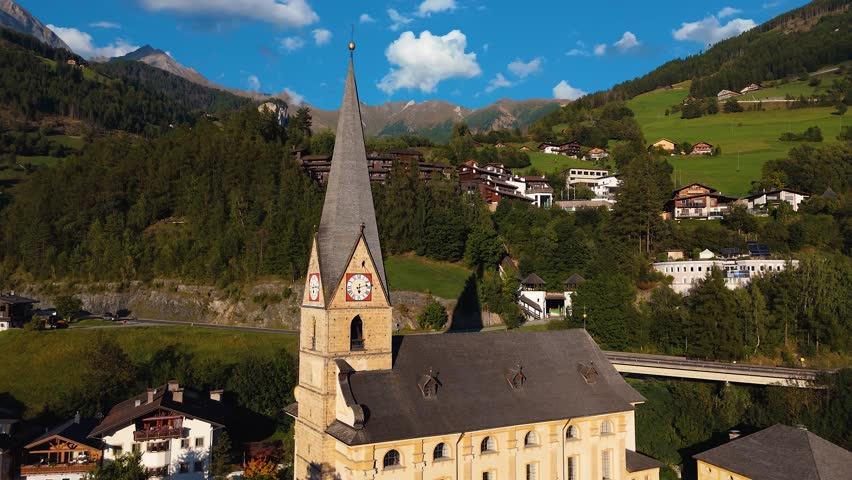 Small church with beautiful countryside and mountains view, Austria
