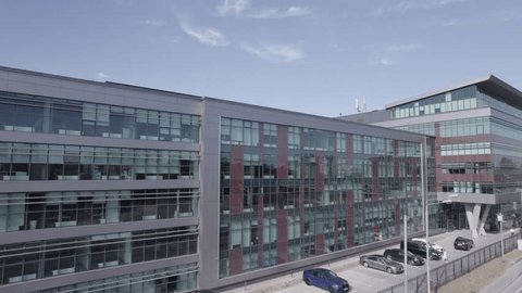 Drone Flying Past Modern Business Center Moscow