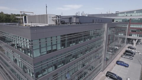 Drone Orbiting Modern Business Center Moscow