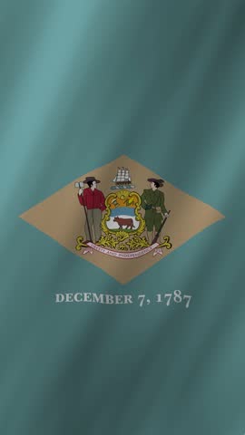 Vertical Delaware Flag Waving, 4K High Quality Realistic Motion