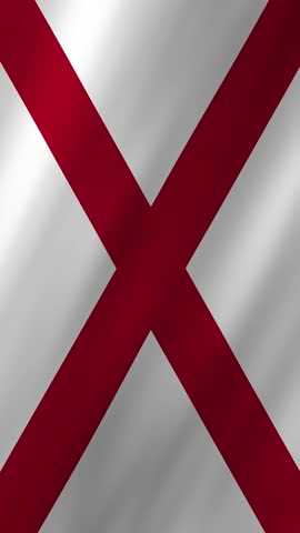 Vertical Alabama Flag Waving, 4K High Quality Realistic Motion