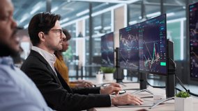 Trading At The Stock Exchange: Financial Market Brokers Walking With Clients On Phone - Powered by Shutterstock - Get 15% off with code: PIKWIZARD15