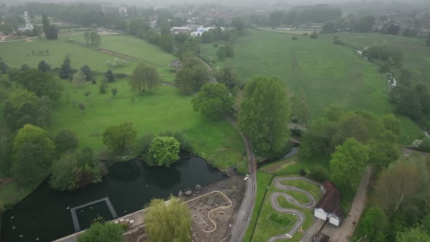 aerial drone flight over Castle Fields medieval ridge and furrow patterns Barton Seagrave Northamptonshire