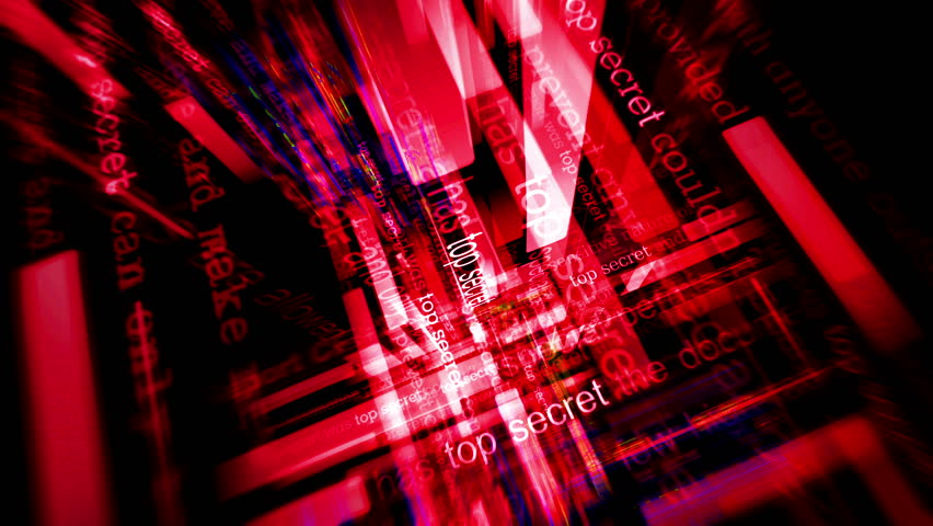 Top secret classified headline news titles across media. Abstract concept displays loop. Flight between screens with glitch effect seamless looped 3d.