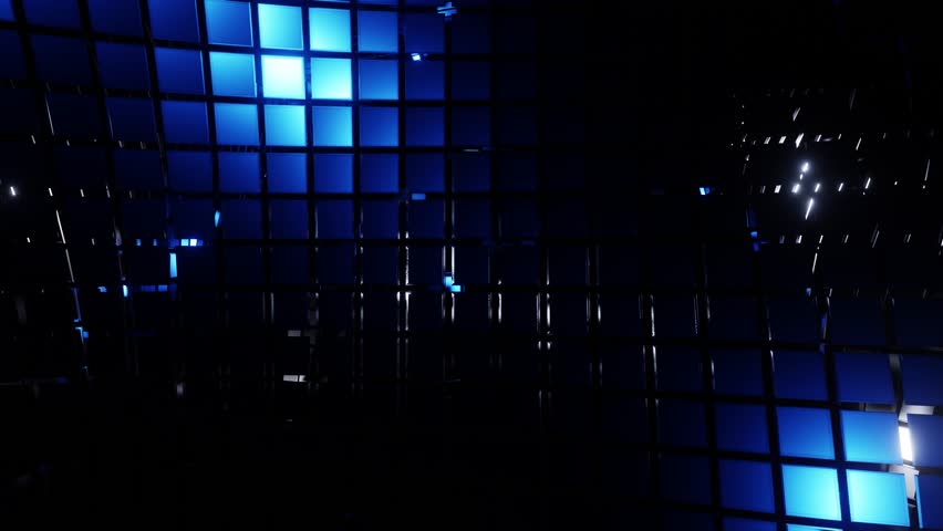 Cubic wall with blue with grey lights reflected VJ seamless loop background animation