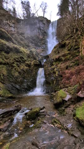 pistyll rhaeadr waterfall in wales 