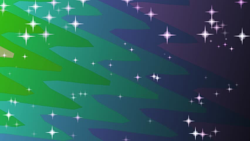 A vibrant green and blue starry night sky background with sparkling stars