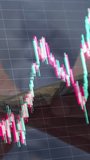VERTICAL VIDEO: Investor Counting Dollar Bills, Green Red Candlestick Chart Overlaid, Stock Market Ticker Board. Trading, Investment, Finance Economy Concept. Financial Background - Powered by Shutterstock - Get 15% off with code: PIKWIZARD15