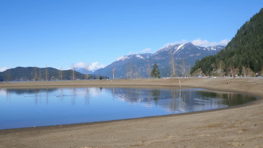Harrison Lagoon in the Harrison Lake during a winter season in Harrison Hot Springs, British Columbia, Canada