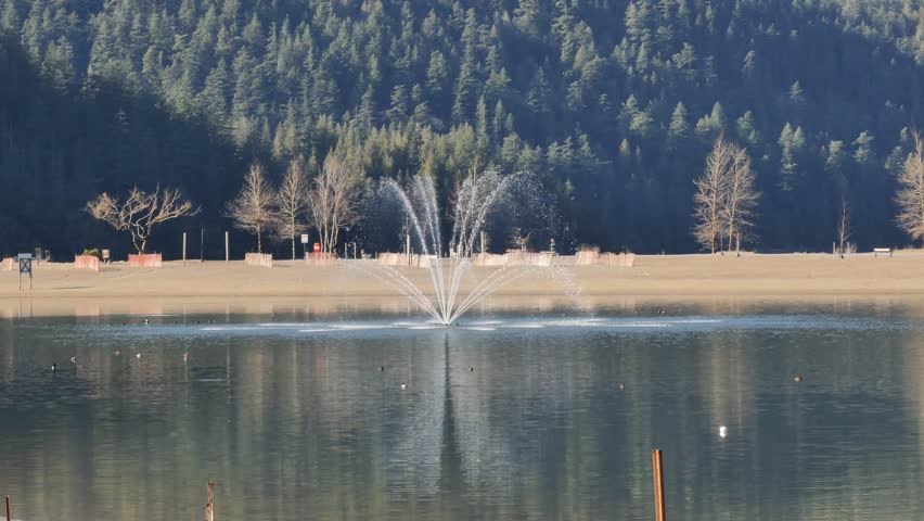 Harrison Lagoon in the Harrison Lake during a winter season in Harrison Hot Springs, British Columbia, Canada