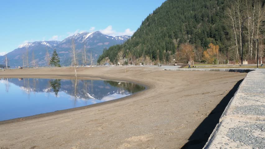 Harrison Lagoon in the Harrison Lake during a winter season in Harrison Hot Springs, British Columbia, Canada