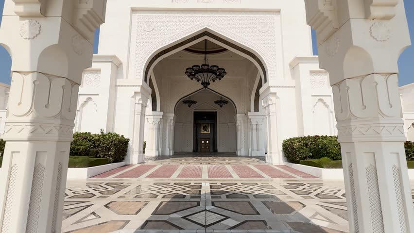 Presidential palace Qasr Al Watan facade in Abu Dhabi, United Arab Emirates