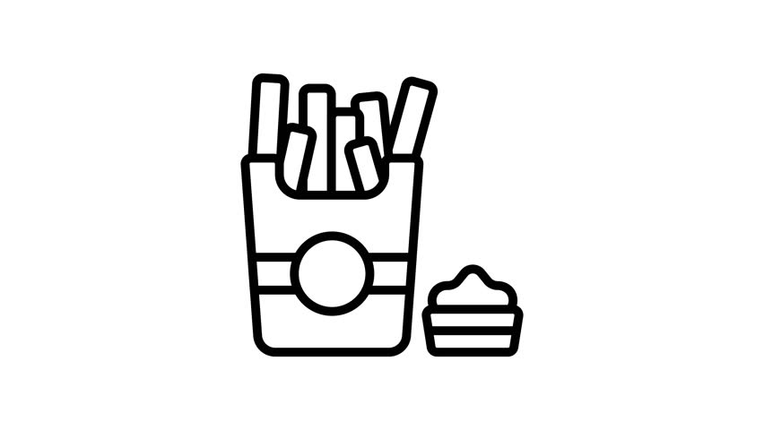 An editable outline style animated icon of french fries with dip sauce