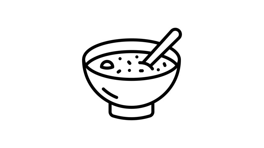 Creatively designed outline style animated icon of soup bowl