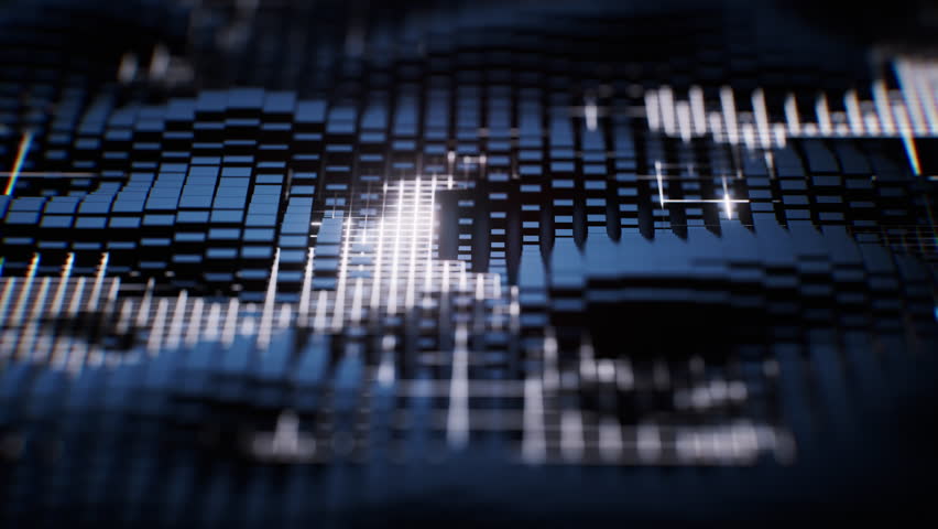 Metallic electronic cube circuit board, 3d rendering. Motion graphic.