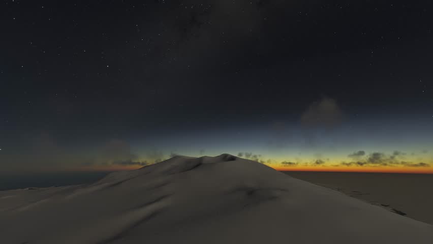 3D - Dusk aerial view of the snow at Mount Erebus. Ross Island. Antarctica