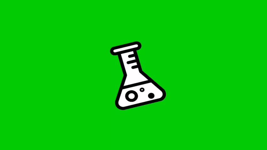 Animated modern scientific instruments such as test tubes and beakers with dynamic movement. Suitable for educational, research, technology, and laboratory content. Animation, green screen background.
