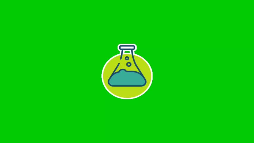 Animated modern scientific instruments such as test tubes and beakers with dynamic movement. Suitable for educational, research, technology, and laboratory content. Animation, green screen background.