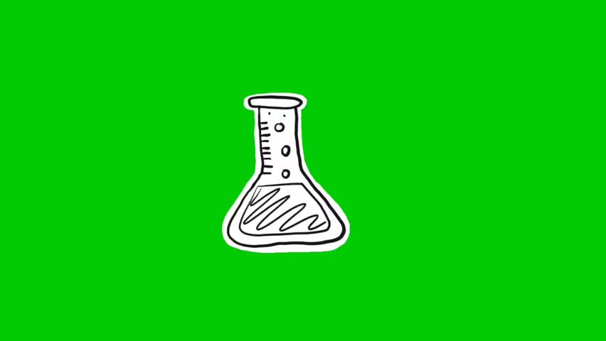 Animated modern scientific instruments such as test tubes and beakers with dynamic movement. Suitable for educational, research, technology, and laboratory content. Animation, green screen background.