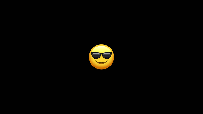 Emoticon face with sunglasses transparent video 4K footage.
