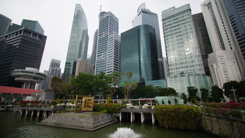 Downtown cityscape of Singapore city. High-rise buildings and financial business centers, cityscape of the tourist capital of Asia