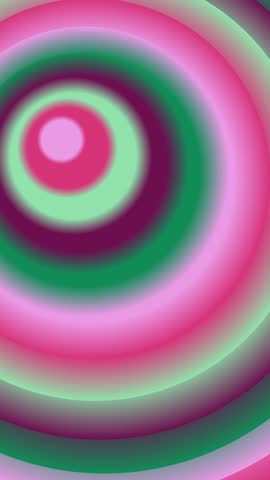 Multicolored concentric circles with pink green hues