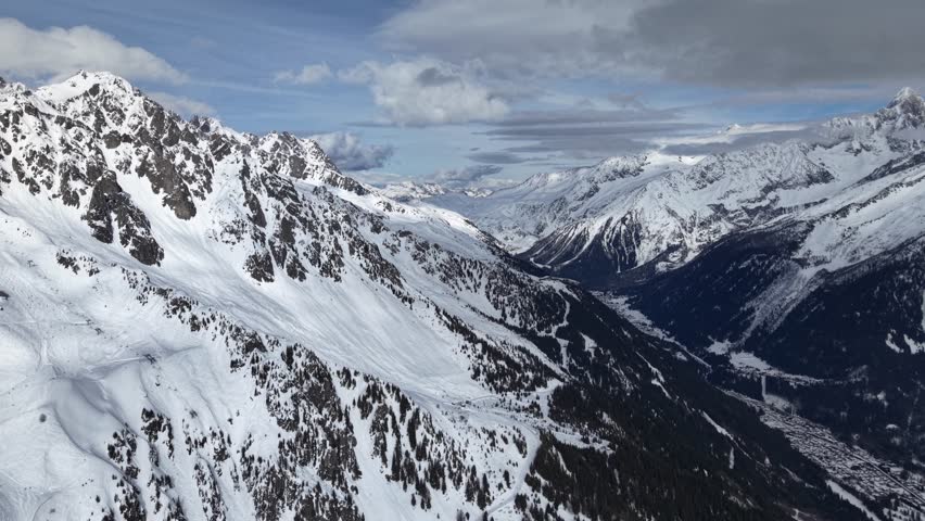 French Alps Chamonix stunning winter mountain panorama