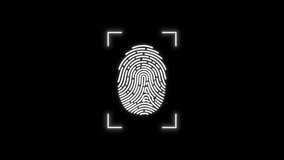 Fingerprint scanning animation on black background representing bio metric security and identity verification technology - Powered by Shutterstock - Get 15% off with code: PIKWIZARD15