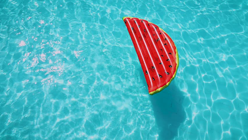 Floating mattress in the swimming pool - Poster with copy space