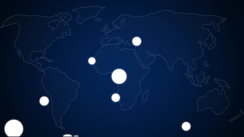 World map on a black background with sparkling particles on the surface4k loop of rotating glowing dots stylised world globe with orbits