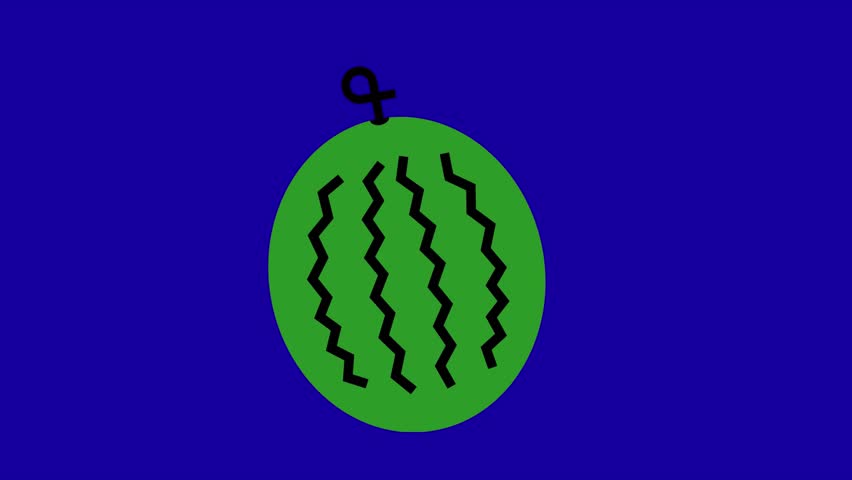 Watermelon fruit animation on blue screen