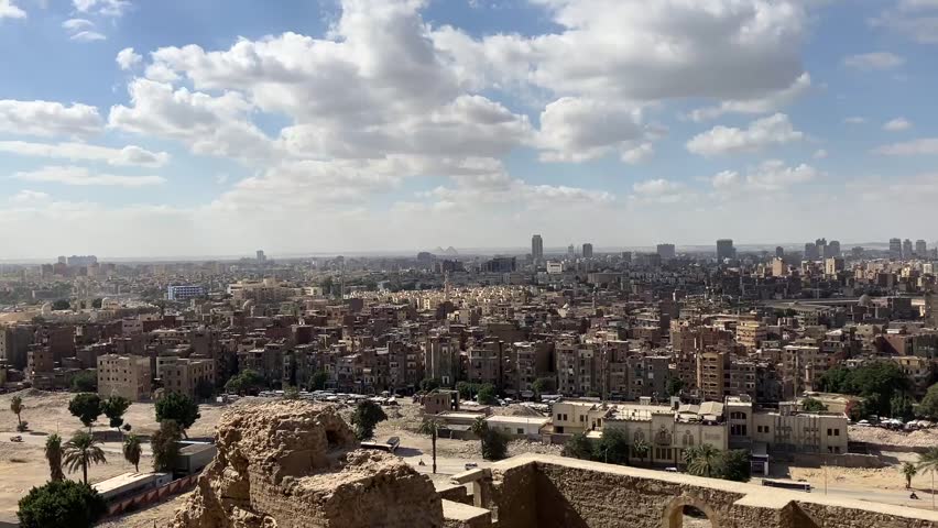 Cairo, Egypt – November 15, 2025: Panoramic city skyline view from Mosque of Muhammad Ali at Citadel of Saladin