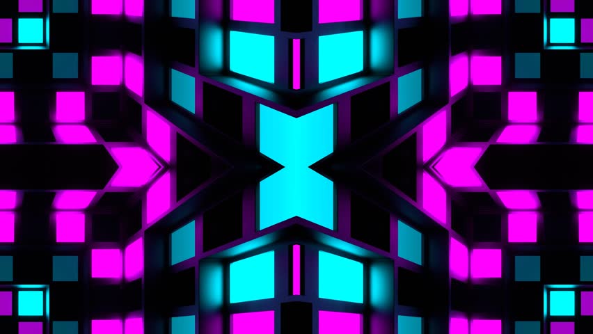 Cyan and Pink Strobe Lights System Kaleidoscope Background VJ Loop in 4K