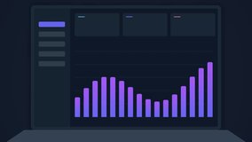 Animated digital dashboard showing data bar chart. 4K Video - Powered by Shutterstock - Get 15% off with code: PIKWIZARD15