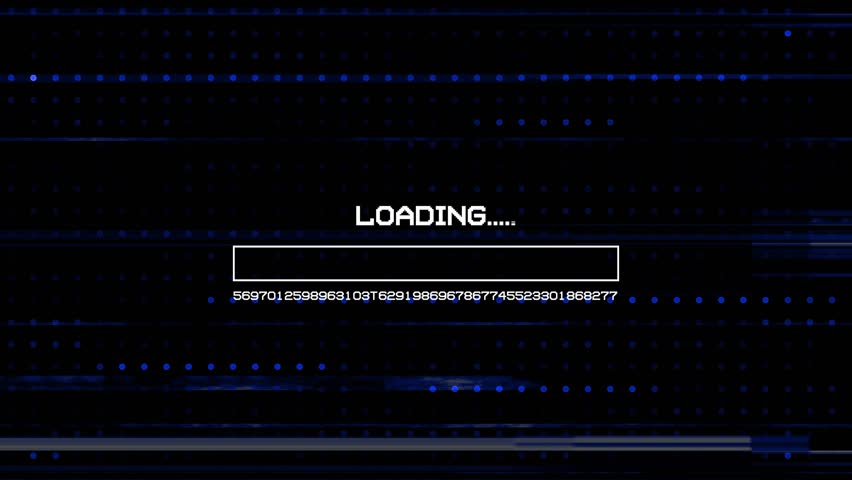 Digital glitch loading bar animation with futuristic distortion effect.