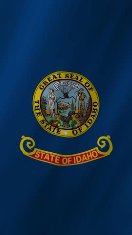 Vertical Idaho Flag Waving, 4K High Quality Realistic Motion