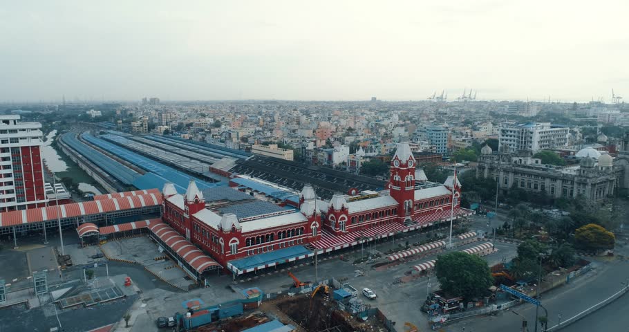 Top View of Chennai Central Railway Station Complex Chennai India