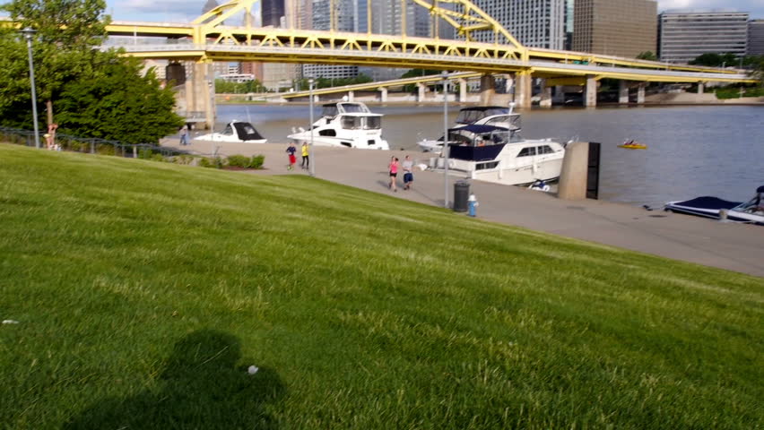 PITTSBURGH, PA - Circa June, 2013 - People enjoy the riverfront on Pittsburgh's