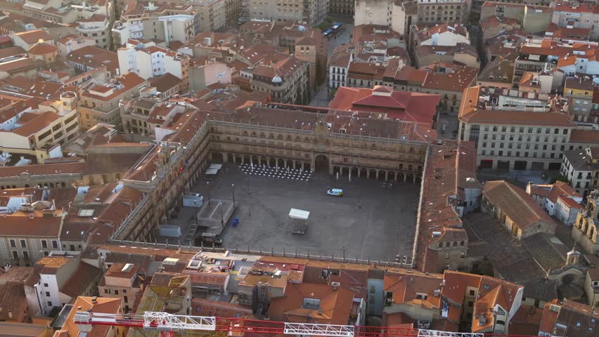 Aerial panorama view of the city Salamanca in Spain on a sunny morning in late spring