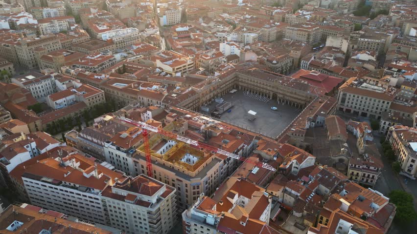 Aerial panorama view of the city Salamanca in Spain on a sunny morning in late spring